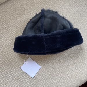 Cawley Studio Seam Hat in Navy Sheepskin PRICE FIRM
